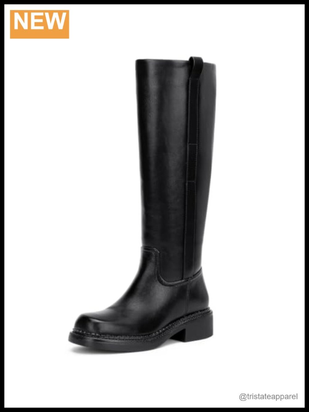 Women's Knee High Boots Square Toe Low Heel Faux Leather Side Zip
